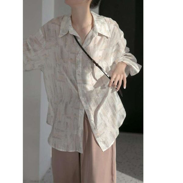 sunscreen clothes for women shirts summer thin long sleeved shirt with loose korean chiffon print, White
sunscreen clothes for women shirts summer thin long sleeved shirt with loose korean chiffon print, White