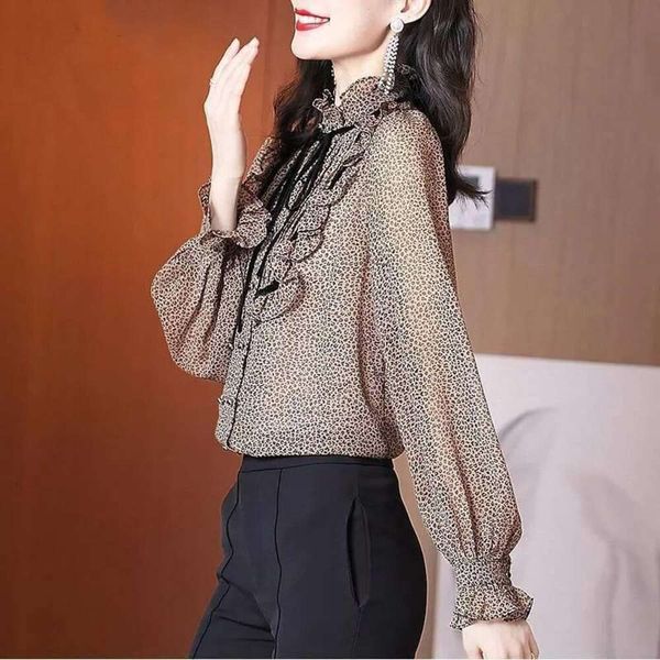 womens long sleeved shirt autumn fashion feminine bow loose leopard print chiffon, White
womens long sleeved shirt autumn fashion feminine bow loose leopard print chiffon, White