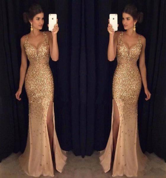 gold beaded crystals tulle long mermaid prom dresses v neck formal party gowns high side slit celebrity evening dress vestido9165207, Black
gold beaded crystals tulle long mermaid prom dresses v neck formal party gowns high side slit celebrity evening dress vestido9165207, Black
