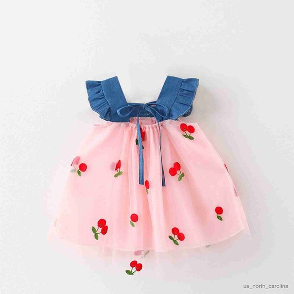 girl's dresses infant baby girls princess dress cherry embroidery mesh patchwork denim ruffles sleeveless cute bowknot tulle dress r230, Red;yellow
girl's dresses infant baby girls princess dress cherry embroidery mesh patchwork denim ruffles sleeveless cute bowknot tulle dress r230, Red;yellow