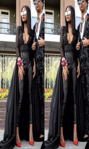 2022 black prom dresses stunning jumpsuit evening wear long sleeves sequins beaded with detachable train custom made2785834
2022 black prom dresses stunning jumpsuit evening wear long sleeves sequins beaded with detachable train custom made2785834