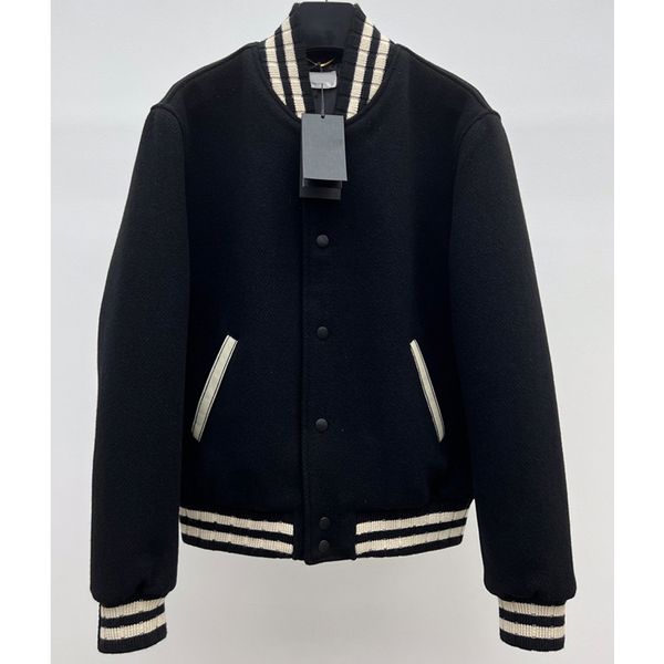 8.15 fashion contrast color striped letter embroidery single breasted wool jacket women men unisex, Black;brown
8.15 fashion contrast color striped letter embroidery single breasted wool jacket women men unisex, Black;brown