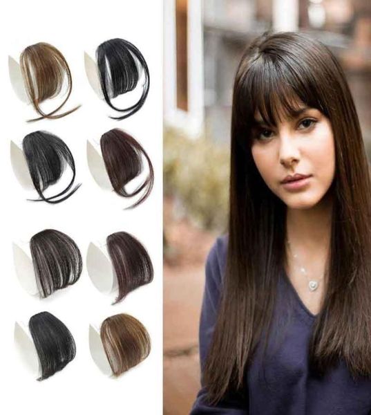 

100 human hair bangs hand tied hair fringe hairpiece clip in air bangs with temple for women3757878, Black