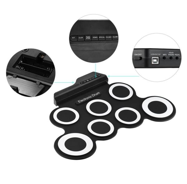 portable electronic drum digital usb 7 pads roll drum set silicone electric drum pillow kit with drumsticks foot pedal1288177
portable electronic drum digital usb 7 pads roll drum set silicone electric drum pillow kit with drumsticks foot pedal1288177