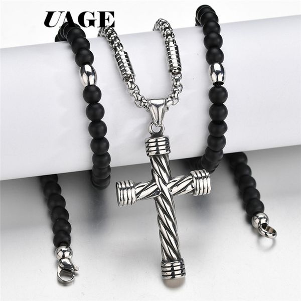 pendant necklaces uage cross pendant necklace for men women 316l stainless steel rosary beads necklace religious jewelry 230814, Silver
pendant necklaces uage cross pendant necklace for men women 316l stainless steel rosary beads necklace religious jewelry 230814, Silver