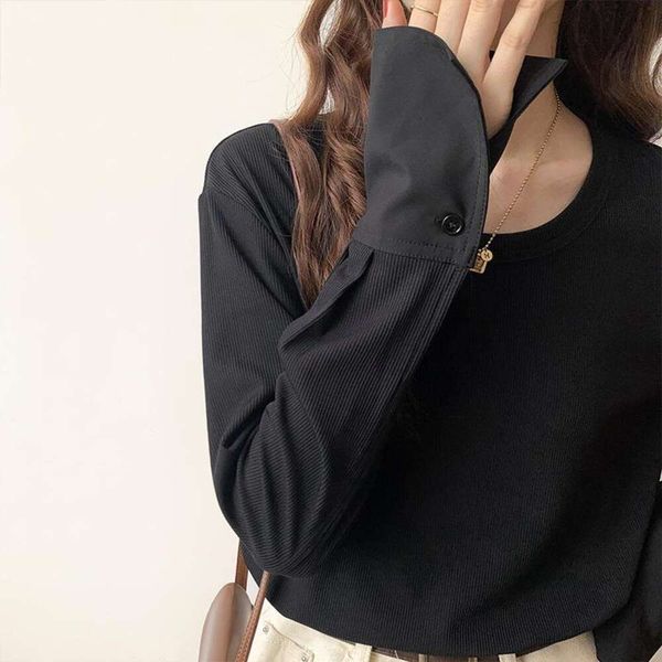 spring and autumn white t shirt womens mid length stitching sleeves cotton loose long sleeved bottom top
spring and autumn white t shirt womens mid length stitching sleeves cotton loose long sleeved bottom top