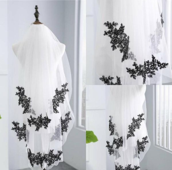 new arrival two layers fingertip wedding veils black applique edge tulle bridal veil for bride veil with comb9122130
new arrival two layers fingertip wedding veils black applique edge tulle bridal veil for bride veil with comb9122130