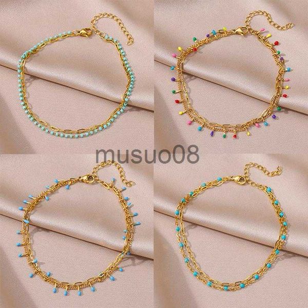 anklets anklets for women summer beh cessories boho colorful stainless steel two layer chain anklet leg brelets fashion jewelry j230815, Red;blue
anklets anklets for women summer beh cessories boho colorful stainless steel two layer chain anklet leg brelets fashion jewelry j230815, Red;blue