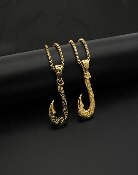 pendant necklaces hip hop rock gold silver color stainless steel fish hook pendants for men rapper jewelry drop7791613
pendant necklaces hip hop rock gold silver color stainless steel fish hook pendants for men rapper jewelry drop7791613