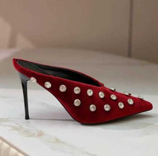 ladies slippers designer womens shoes luxury pointed velvet scuffs summer high heel sandals fashion rhinestone dresses booties quality leath, Black
ladies slippers designer womens shoes luxury pointed velvet scuffs summer high heel sandals fashion rhinestone dresses booties quality leath, Black