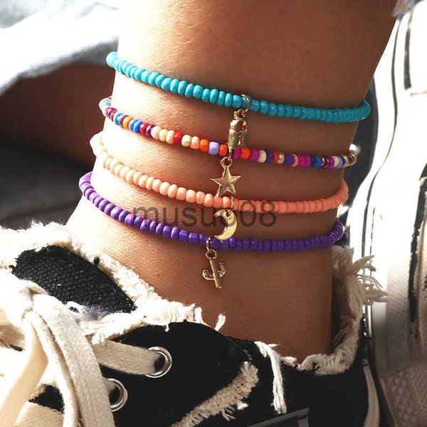 anklets 4pcs/set bohemia handmade beads anklet moon star pendant elastic barefoot chain foot jewelry for women summer beh cessories j230815, Red;blue
anklets 4pcs/set bohemia handmade beads anklet moon star pendant elastic barefoot chain foot jewelry for women summer beh cessories j230815, Red;blue