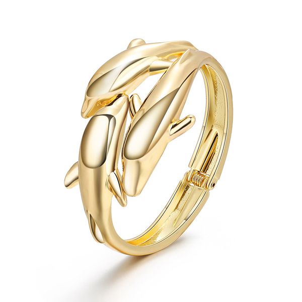 new gold sliver fish bracelet jewelry european and american fashion bracelet three head dolphin double contrast color bracelet open spring b, Black
new gold sliver fish bracelet jewelry european and american fashion bracelet three head dolphin double contrast color bracelet open spring b, Black