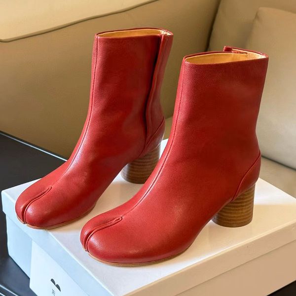 luxury designer split toe boots bursting mirror surface genuine leather women's pig's feet ankle boots horseshoe vintage high heel, Black
luxury designer split toe boots bursting mirror surface genuine leather women's pig's feet ankle boots horseshoe vintage high heel, Black