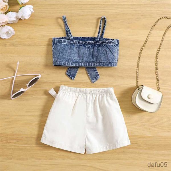 clothing sets 1-6y kids girls summer clothes set baby spaghetti strap bowknot denim shorts skirts children fashion outfits r230815, White
clothing sets 1-6y kids girls summer clothes set baby spaghetti strap bowknot denim shorts skirts children fashion outfits r230815, White