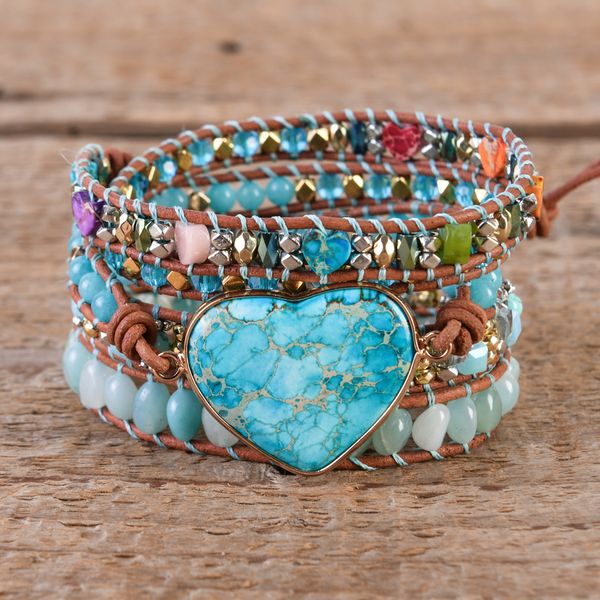 charm bracelets premium classic heart shape leather wrap w mix stone jaspers beads strand bracelet jewelry bijoux dropship 230814, Golden;silver
charm bracelets premium classic heart shape leather wrap w mix stone jaspers beads strand bracelet jewelry bijoux dropship 230814, Golden;silver