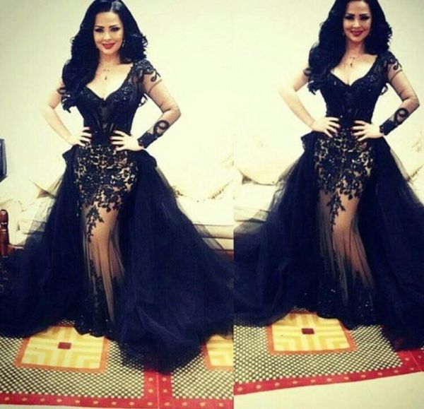 real long sleeve v neck evening dresses black detachable skirt appliques tulle party prom evening gowns3234005, Black;red
real long sleeve v neck evening dresses black detachable skirt appliques tulle party prom evening gowns3234005, Black;red