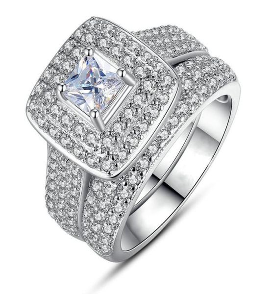 2pcs sets wedding engagement ring for women bridal classic square cut cubic zirconia crystal silver color fashion jewelry chirstma5852546, Slivery;golden
2pcs sets wedding engagement ring for women bridal classic square cut cubic zirconia crystal silver color fashion jewelry chirstma5852546, Slivery;golden