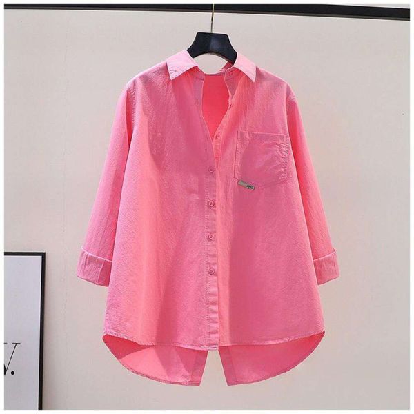 design sense pink cotton shirt with split back womens loose long sleeved spring and summer all matching cardigan, White
design sense pink cotton shirt with split back womens loose long sleeved spring and summer all matching cardigan, White
