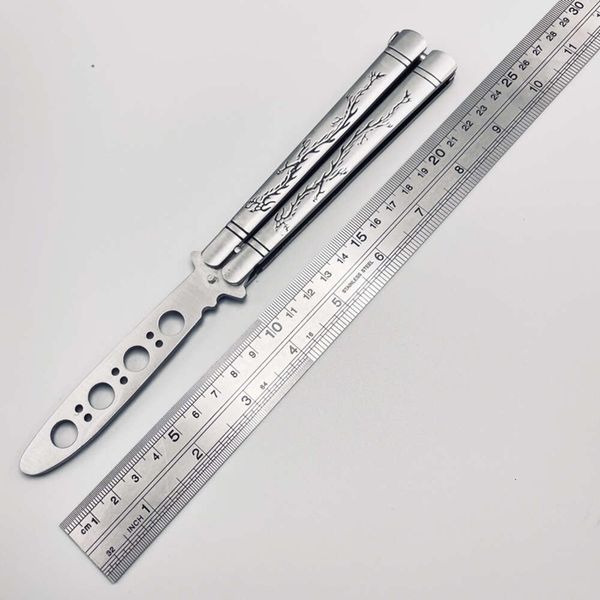 accessories tactical knife butterfly trainer knife outdoor training stainless steel knife folding knife no edge dull tool combs shape 56 hrc, Silver
accessories tactical knife butterfly trainer knife outdoor training stainless steel knife folding knife no edge dull tool combs shape 56 hrc, Silver