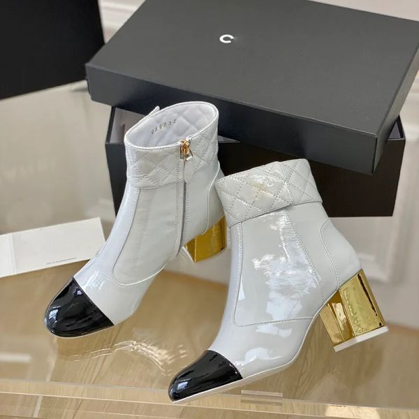 new ankle boots pointed toe chunky block heels goat patent leather sole women's luxury designers fashion wedding evening shoes factory, Black
new ankle boots pointed toe chunky block heels goat patent leather sole women's luxury designers fashion wedding evening shoes factory, Black