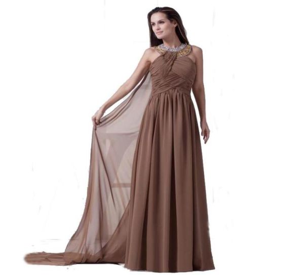 2018 eren jossie halter neck brown chiffon long evening dress beaded pleated gown european american style60592691915144, Black;red
2018 eren jossie halter neck brown chiffon long evening dress beaded pleated gown european american style60592691915144, Black;red