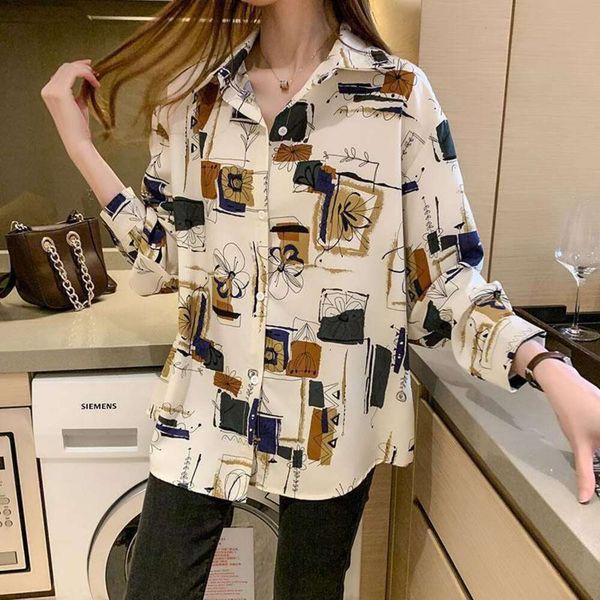 spring and autumn chiffon shirt blouse womens outfit small light familiar loose all match print western style, White
spring and autumn chiffon shirt blouse womens outfit small light familiar loose all match print western style, White