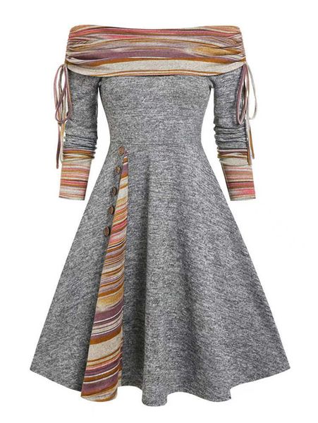 autumn/winter new fashionable wear waist wrapped large swing shoulder long sleeve dress for1, Black;gray
autumn/winter new fashionable wear waist wrapped large swing shoulder long sleeve dress for1, Black;gray