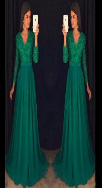 vintage emerald green chiffon evening dresses with long sleeve v neck prom dress beaded evening wear formal party gown vestid6413629, Black;red
vintage emerald green chiffon evening dresses with long sleeve v neck prom dress beaded evening wear formal party gown vestid6413629, Black;red