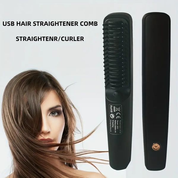 2 in 1 hair straightener and curler hair straighteners hair styling appliances wireless portable straightener comb clothes iron curler, Black
2 in 1 hair straightener and curler hair straighteners hair styling appliances wireless portable straightener comb clothes iron curler, Black