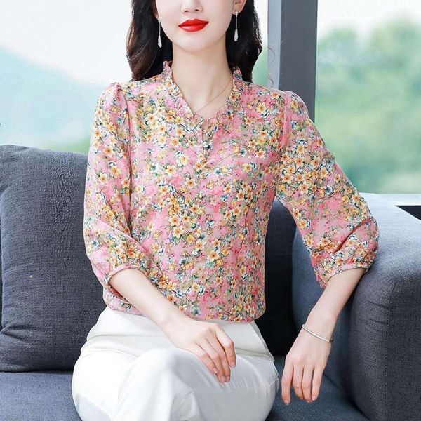 chiffon shirt vintage hong kong style mulberry silk womens all matching loose belly cover, White
chiffon shirt vintage hong kong style mulberry silk womens all matching loose belly cover, White