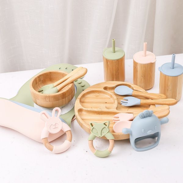 cups dishes utensils 7pcs set children s tableware baby bowl plate fork spoon cup suction feeding food bamboo with silicone 230814
cups dishes utensils 7pcs set children s tableware baby bowl plate fork spoon cup suction feeding food bamboo with silicone 230814