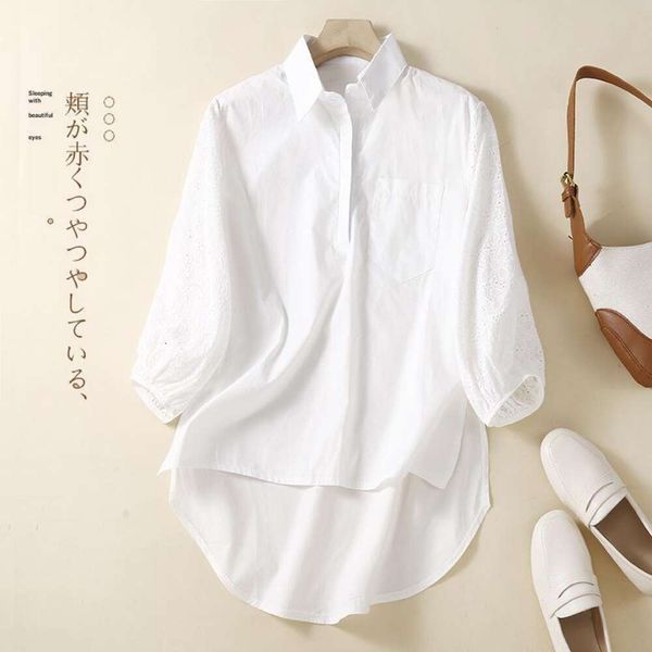 autumn style artsy casual irregular cotton linen shirt womens large sized loose skinny, White
autumn style artsy casual irregular cotton linen shirt womens large sized loose skinny, White