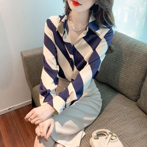 item title spring striped chiffon long sleeved shirt for women simple commutes autumn top, White
item title spring striped chiffon long sleeved shirt for women simple commutes autumn top, White