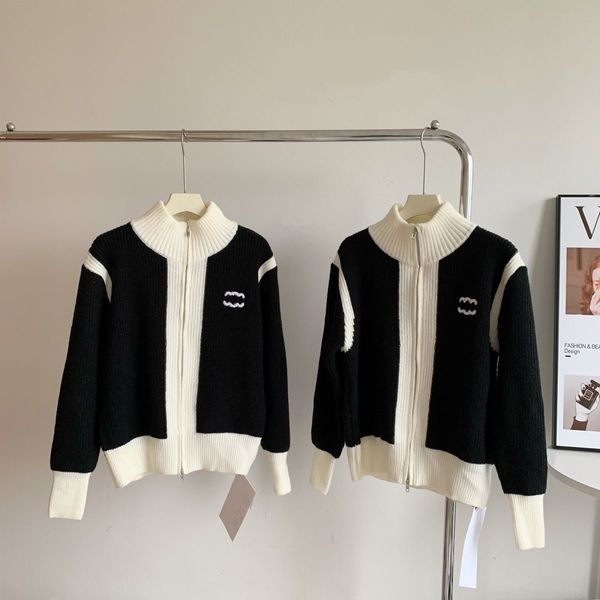 spring new designer exquisite embroidery color contrast double zipper stand-up collar knit cardigan all-match coat sweater, White
spring new designer exquisite embroidery color contrast double zipper stand-up collar knit cardigan all-match coat sweater, White