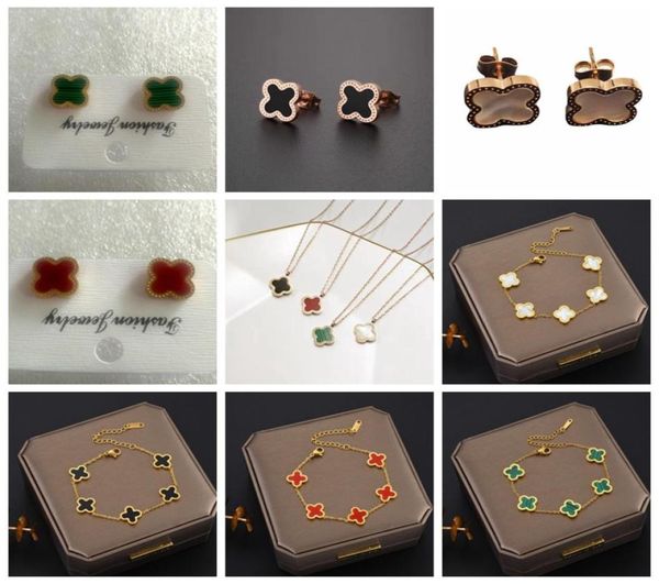 luxury women style four leaf clover stud earring rose gold stainless steel necklace bracelet4257344, Golden;silver
luxury women style four leaf clover stud earring rose gold stainless steel necklace bracelet4257344, Golden;silver