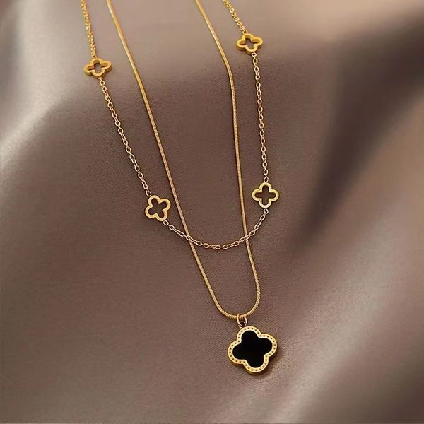 double layered clover necklace for women, titanium steel versatile collarbone chain, light luxury, niche, 2023 new high-end feeling, Golden;silver
double layered clover necklace for women, titanium steel versatile collarbone chain, light luxury, niche, 2023 new high-end feeling, Golden;silver