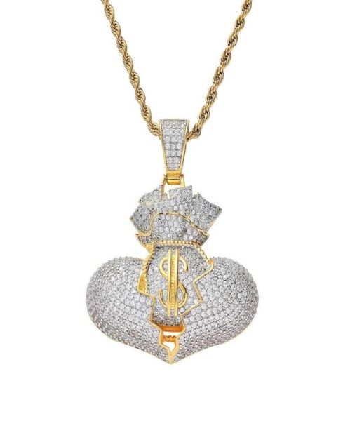 hip hop money bag diamonds pendant necklaces for men women luxury designer dollar pendants 18k gold plated copper zircons necklace2312848, Silver
hip hop money bag diamonds pendant necklaces for men women luxury designer dollar pendants 18k gold plated copper zircons necklace2312848, Silver