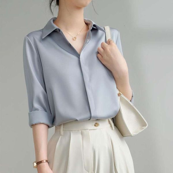 gray blue womens blouses satin blouse for women long sleeves autumn all matching dark lapel retro harbor style, White
gray blue womens blouses satin blouse for women long sleeves autumn all matching dark lapel retro harbor style, White