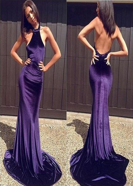 simple dark purple velvet backless prom dresses long halter count train mermaid party gowns custom made celebrity dresses evening 1002177, Black
simple dark purple velvet backless prom dresses long halter count train mermaid party gowns custom made celebrity dresses evening 1002177, Black