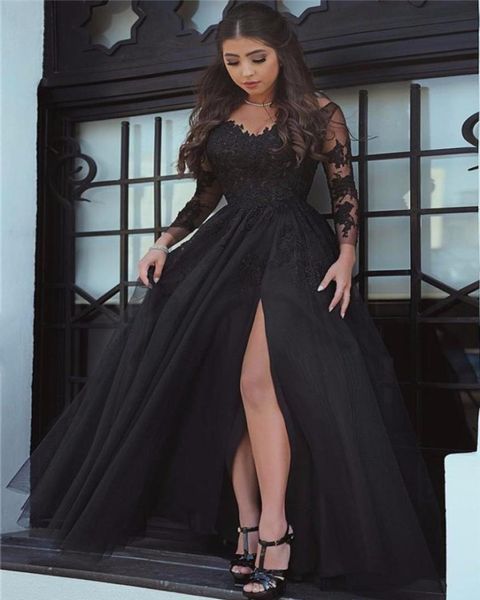 new black long sleeves prom dresses split floor length v neck tulle evening wear lace applique zipper back evening gowns9877175, Black;red
new black long sleeves prom dresses split floor length v neck tulle evening wear lace applique zipper back evening gowns9877175, Black;red