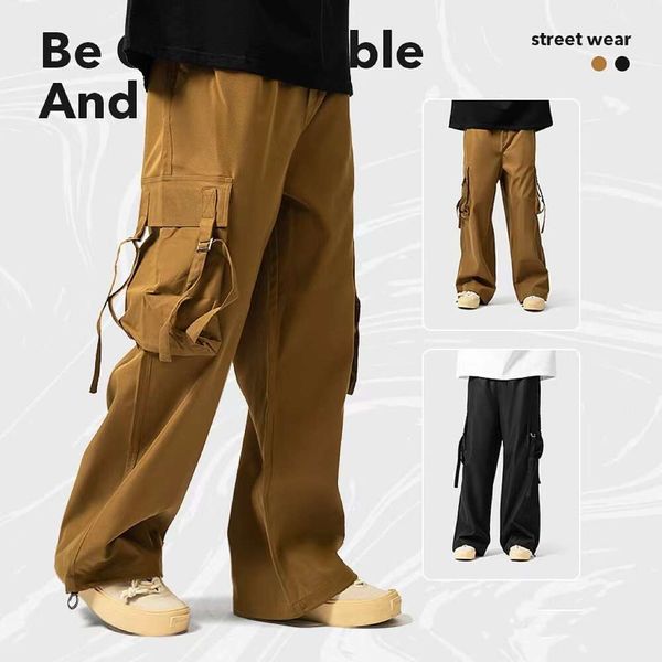 american high street cargo pants men's street hip-hop fashion label multi pocket functional wide leg straight tube harun trousers, Black
american high street cargo pants men's street hip-hop fashion label multi pocket functional wide leg straight tube harun trousers, Black