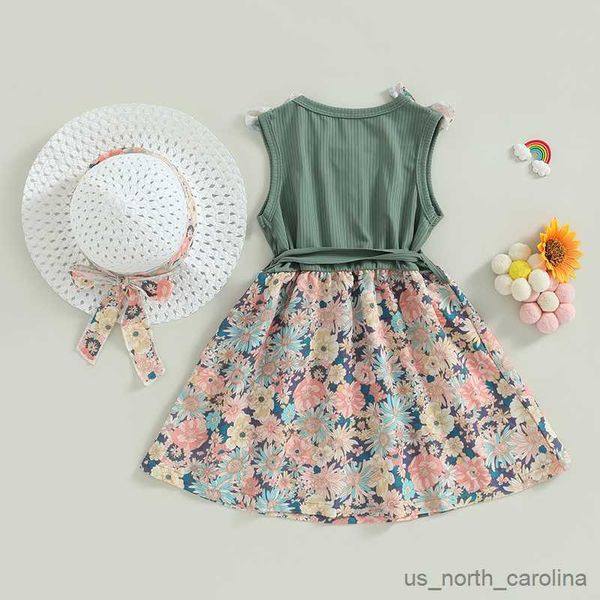 girl's dresses kid girl 2pcs summer clothing outfits children sleeveless crew neck floral skirt belted dress with sun hat r230815, Red;yellow
girl's dresses kid girl 2pcs summer clothing outfits children sleeveless crew neck floral skirt belted dress with sun hat r230815, Red;yellow