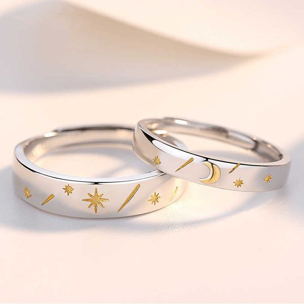 

Luxury Bvlgr top jewelry accessories designer woman New Sun Moon Star Couple Ring Simple and Adjustable Light Luxury Long Distance Lover Commemorative Gift jewelry