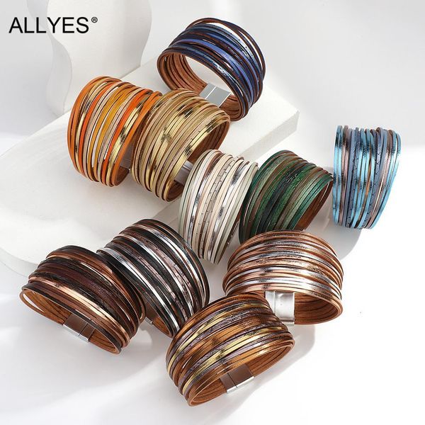 charm bracelets allyes boho thin strip multilayer leather bracelets for women fashion multicolor shred wrap bracelet simple jewelry 230814, Golden;silver
charm bracelets allyes boho thin strip multilayer leather bracelets for women fashion multicolor shred wrap bracelet simple jewelry 230814, Golden;silver