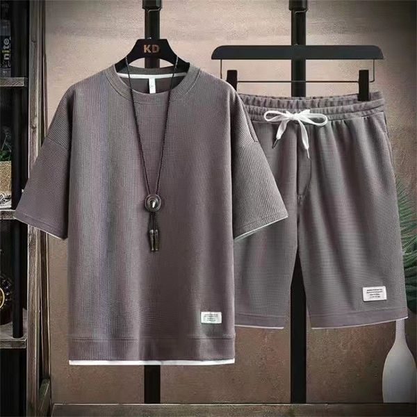 men s tracksuits fashion men summer short sleeve suit size  3xl 230814, Gray 
men s tracksuits fashion men summer short sleeve suit size  3xl 230814, Gray