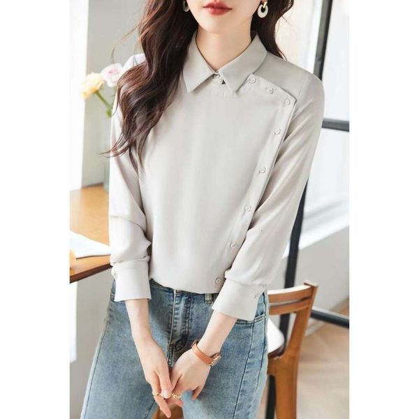 spring and autumn chiffon shirts blouse for women asymmetrical professional long sleeve, White
spring and autumn chiffon shirts blouse for women asymmetrical professional long sleeve, White