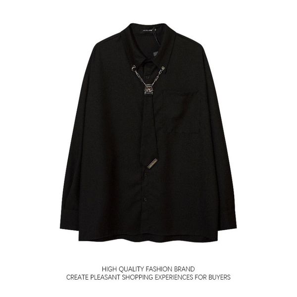 men s casual shirts metal chain button tie long sleeved shirt men women minority original high end design simple abstinence solid punk blou, White;black
men s casual shirts metal chain button tie long sleeved shirt men women minority original high end design simple abstinence solid punk blou, White;black