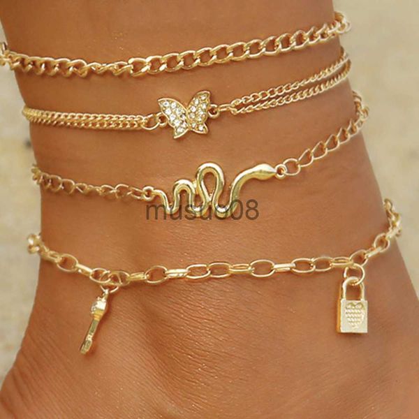 anklets bohemia gold color snake ankle brelet set for women butterfly key lock charm anklet chain on leg boho jewelry gift j230815, Red;blue
anklets bohemia gold color snake ankle brelet set for women butterfly key lock charm anklet chain on leg boho jewelry gift j230815, Red;blue
