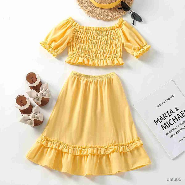 clothing sets 2-7y toddler little girls holiday clothes sets 2pcs solid ruffles shoulder shirts+long skirts clothing r230815, White
clothing sets 2-7y toddler little girls holiday clothes sets 2pcs solid ruffles shoulder shirts+long skirts clothing r230815, White