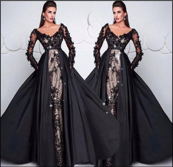2019 deep v neck black evening dresses detachable skirt lace applique elegant evening gown formal dress 20182105874, Black;red
2019 deep v neck black evening dresses detachable skirt lace applique elegant evening gown formal dress 20182105874, Black;red